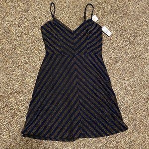 Cosmopolitan- Gold & Blue Glitter Dress